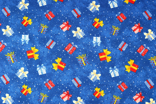 Christmas present fabric, cotton quilting fabric, snow what fun - Price by the Half Metre The Quilt Sanctuary