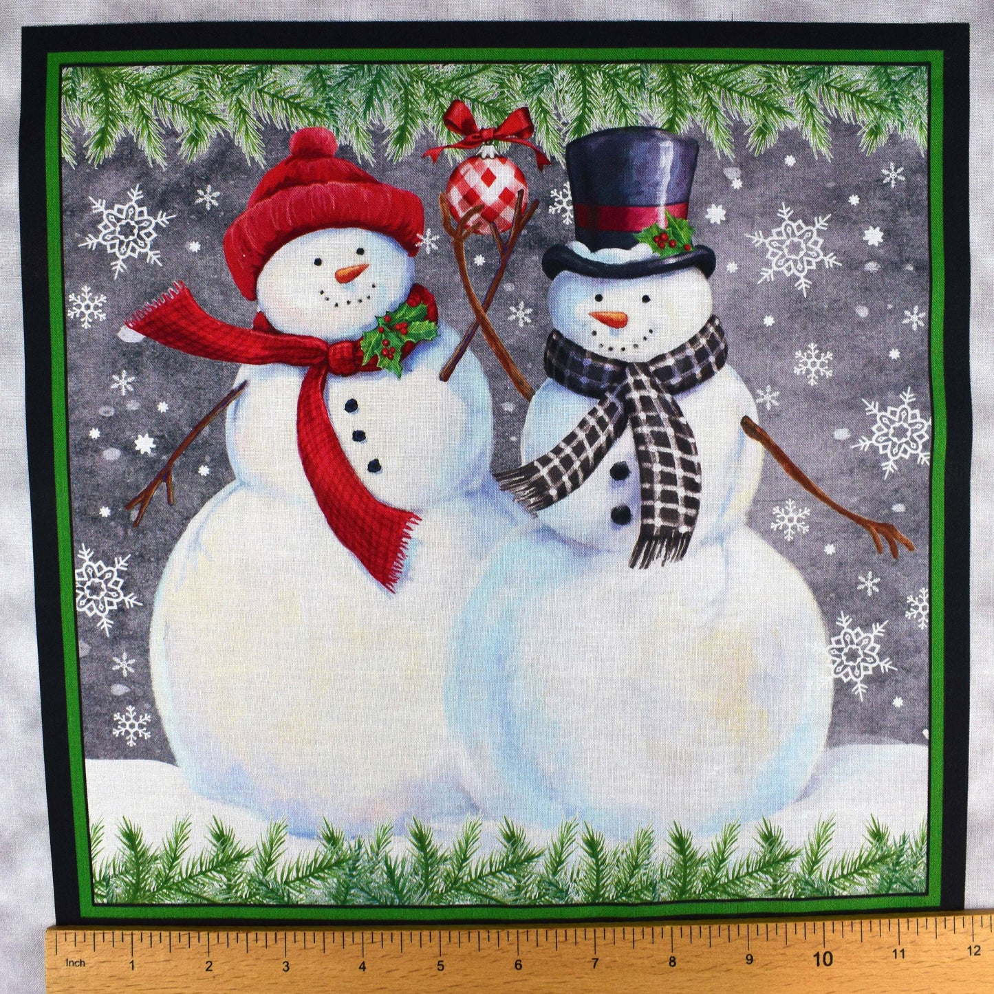 Christmas Picture Patch fabric panel, Snowman panel, cotton Quilting panel The Quilt Sanctuary