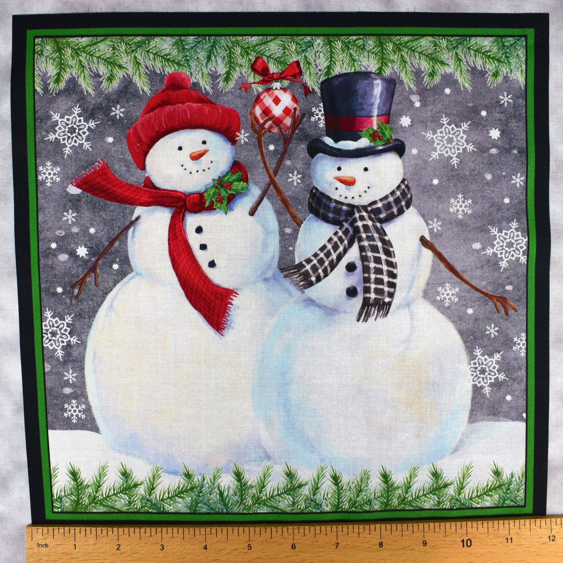 Christmas Picture Patch fabric panel, Snowman panel, cotton Quilting panel The Quilt Sanctuary
