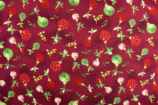 Red Christmas Bauble fabric, Christmas fabric, quilting fabric, O Christmas Tree - Price by the Half Metre The Quilt Sanctuary