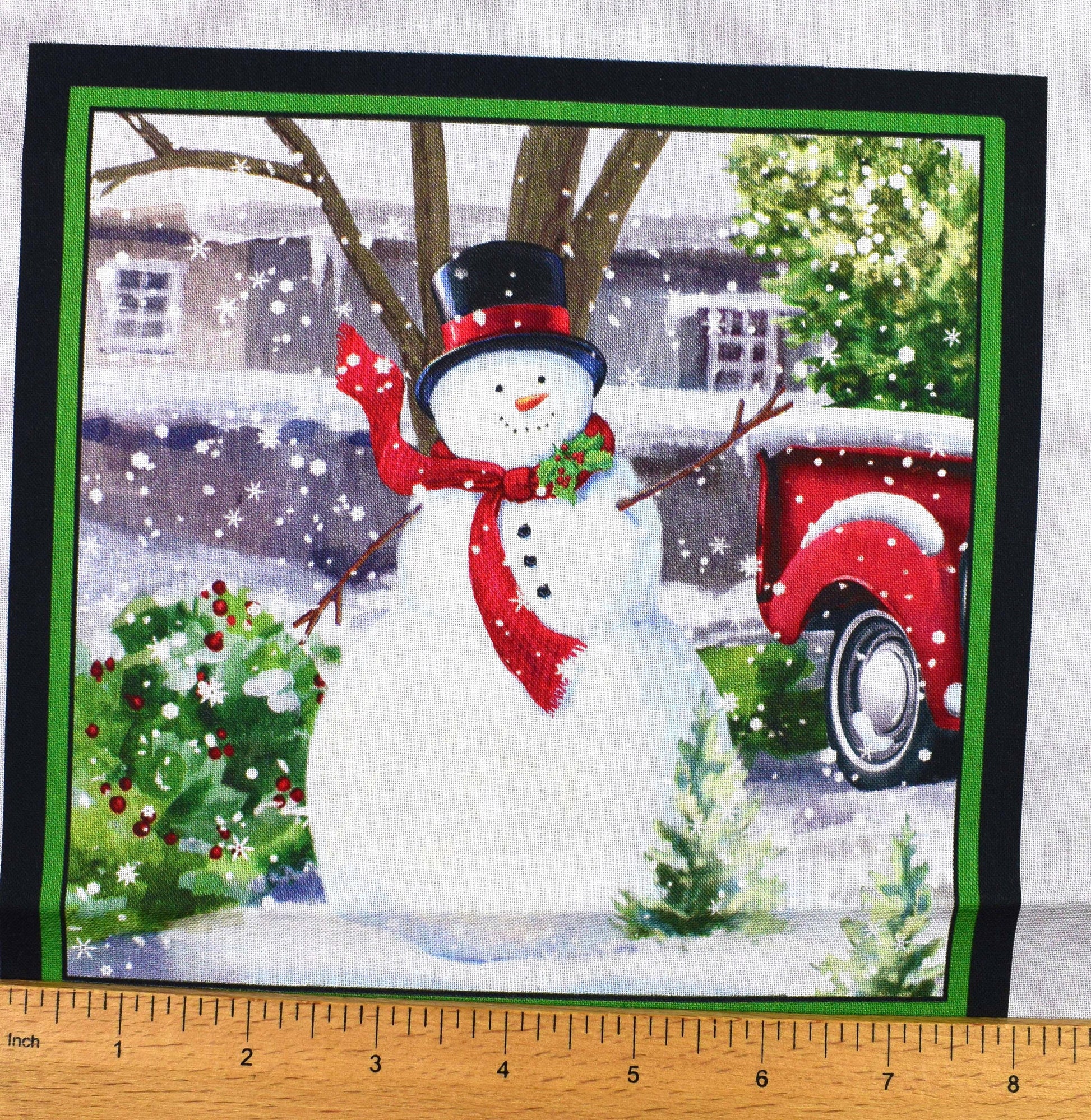 Christmas Picture Patch fabric panel, Snowman panel, cotton Quilting panel The Quilt Sanctuary