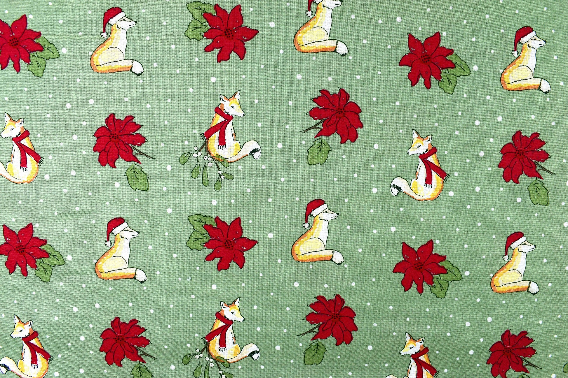 Fox Christmas fabric - Christmas Critters by Debbie Shore - Price by the Half Metre The Quilt Sanctuary