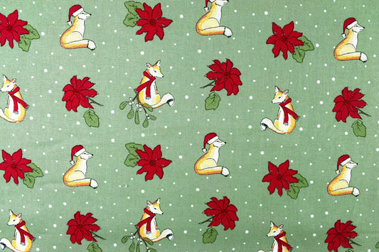 Fox Christmas fabric - Christmas Critters by Debbie Shore - Price by the Half Metre The Quilt Sanctuary