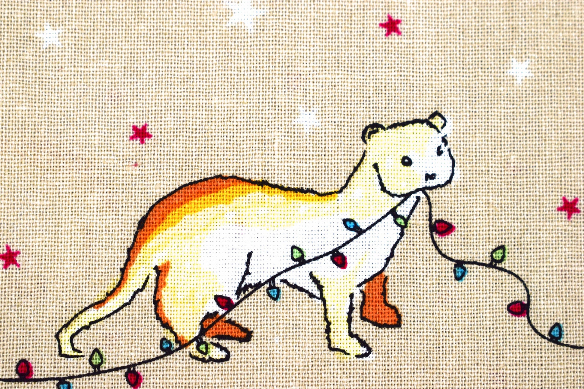 Otter fabric - Christmas Critters by Debbie Shore - Price by the Half Metre The Quilt Sanctuary