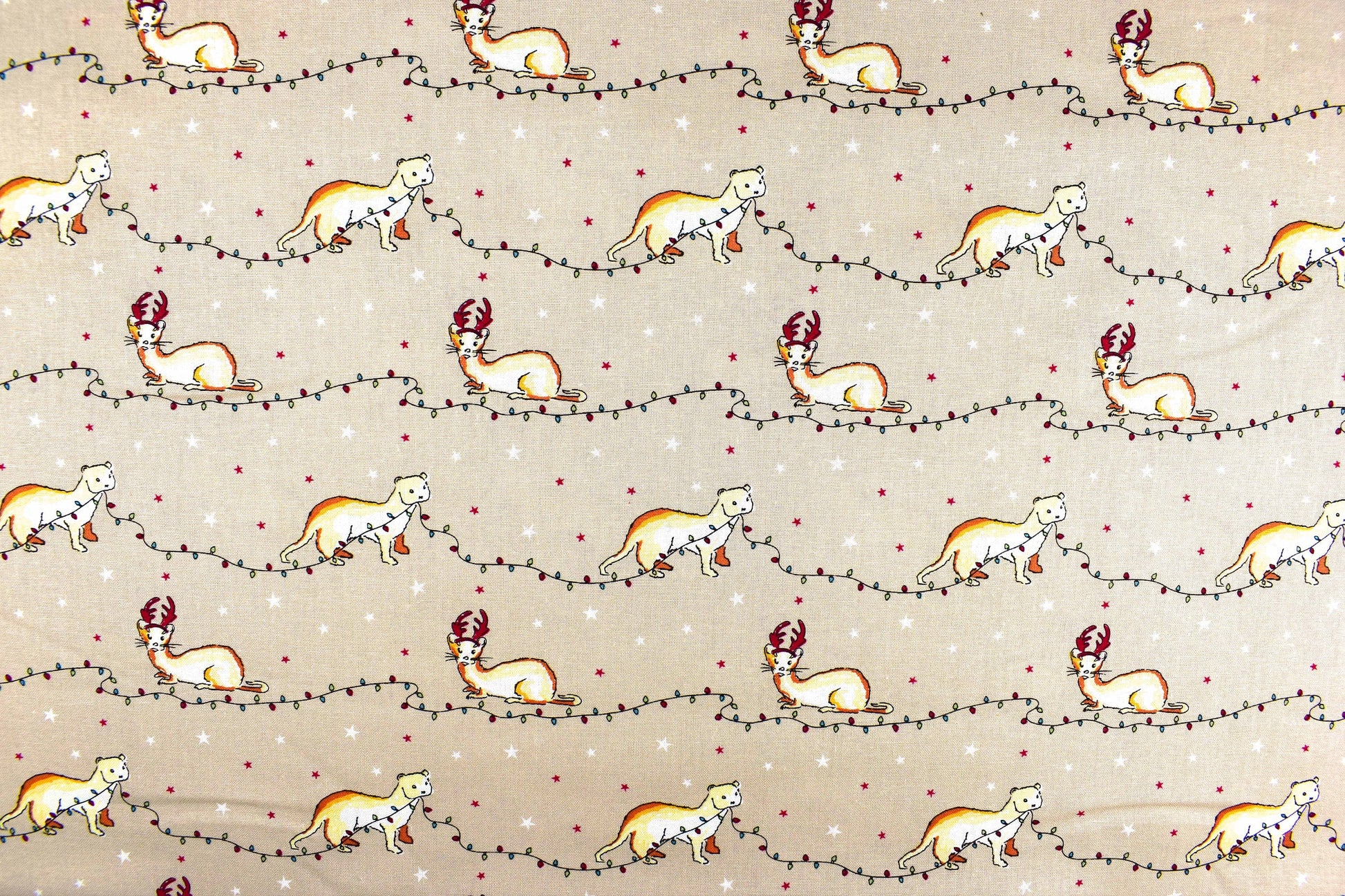 Otter fabric - Christmas Critters by Debbie Shore - Price by the Half Metre The Quilt Sanctuary