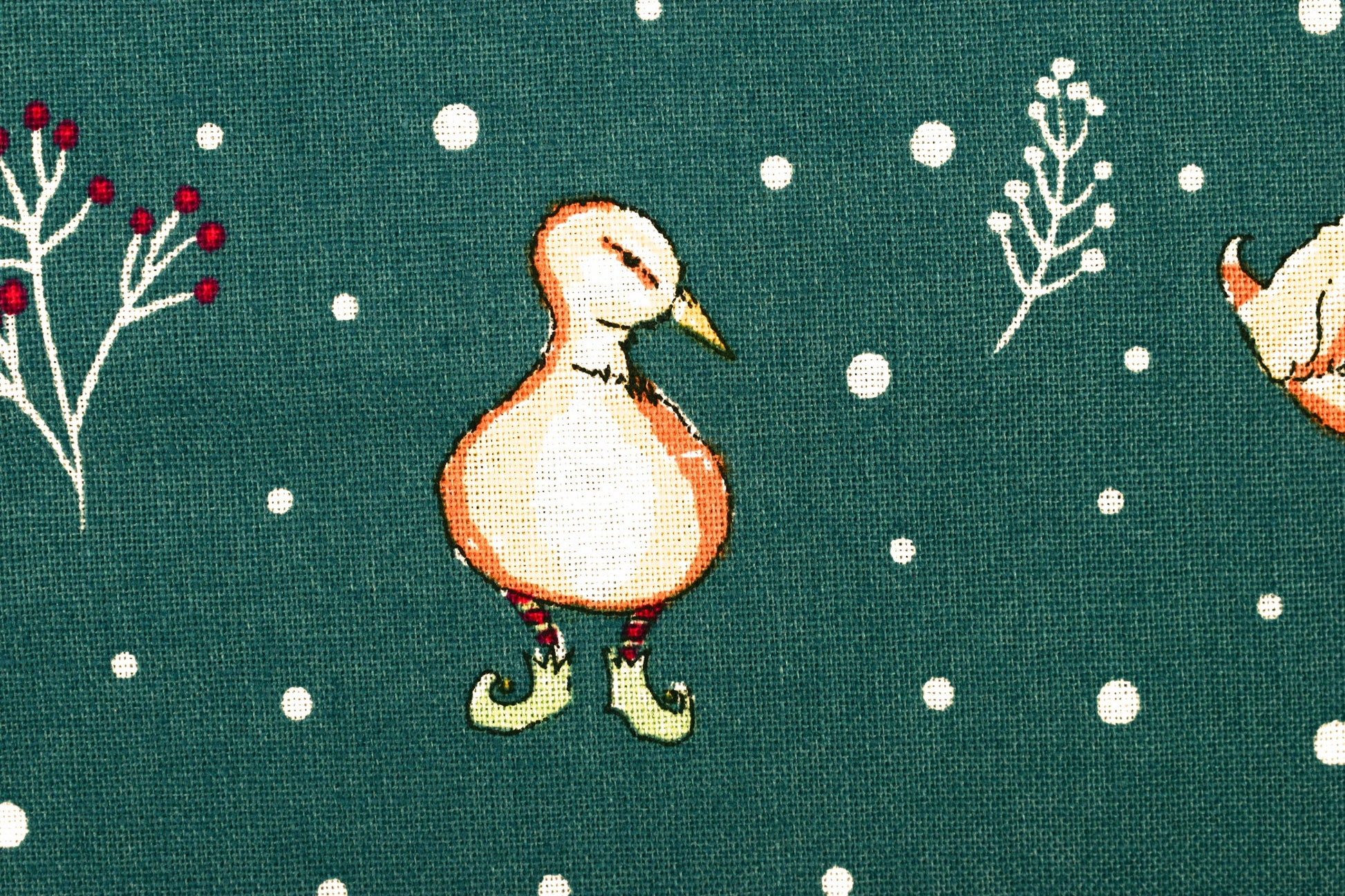 Duck Christmas fabric - Christmas Critters by Debbie Shore - Price by the Half Metre The Quilt Sanctuary