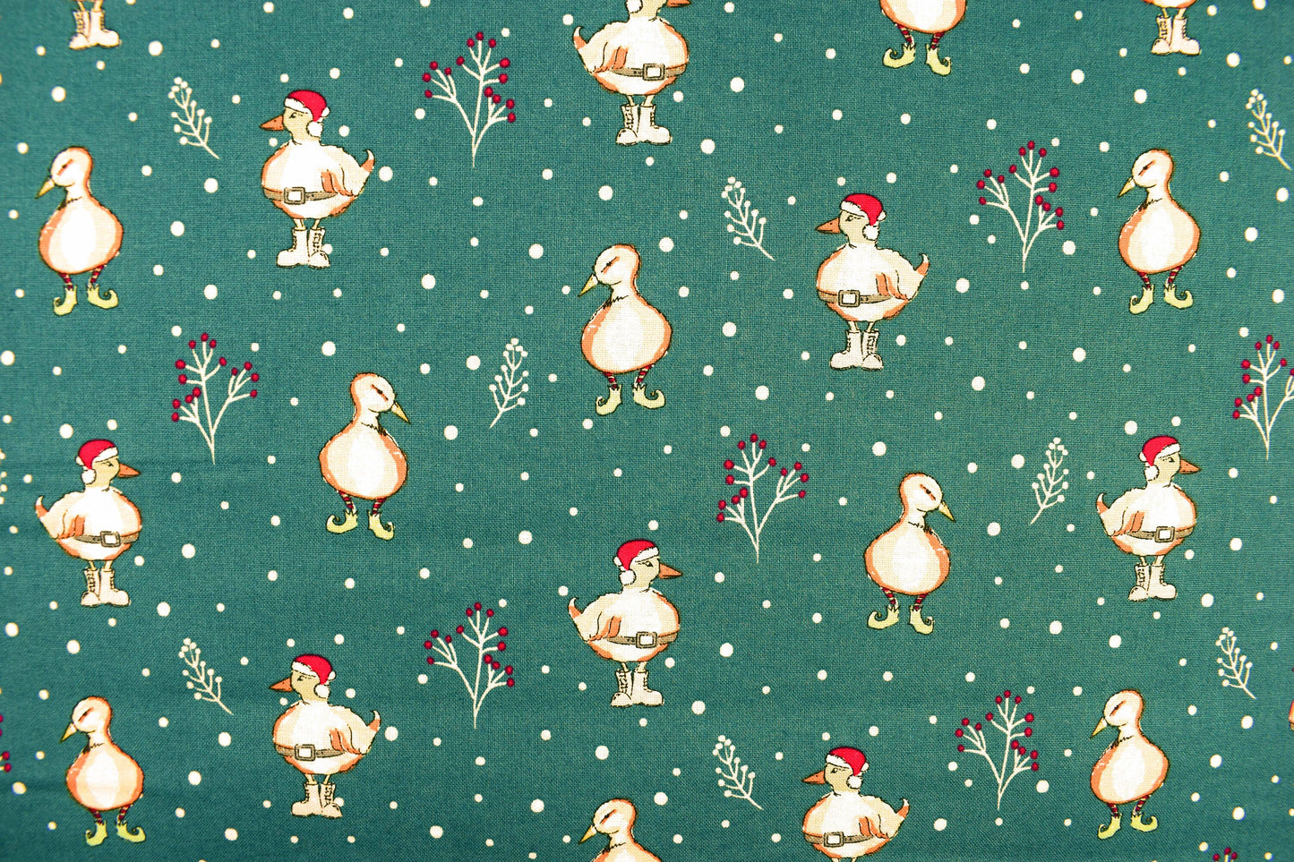 Duck Christmas fabric - Christmas Critters by Debbie Shore - Price by the Half Metre The Quilt Sanctuary