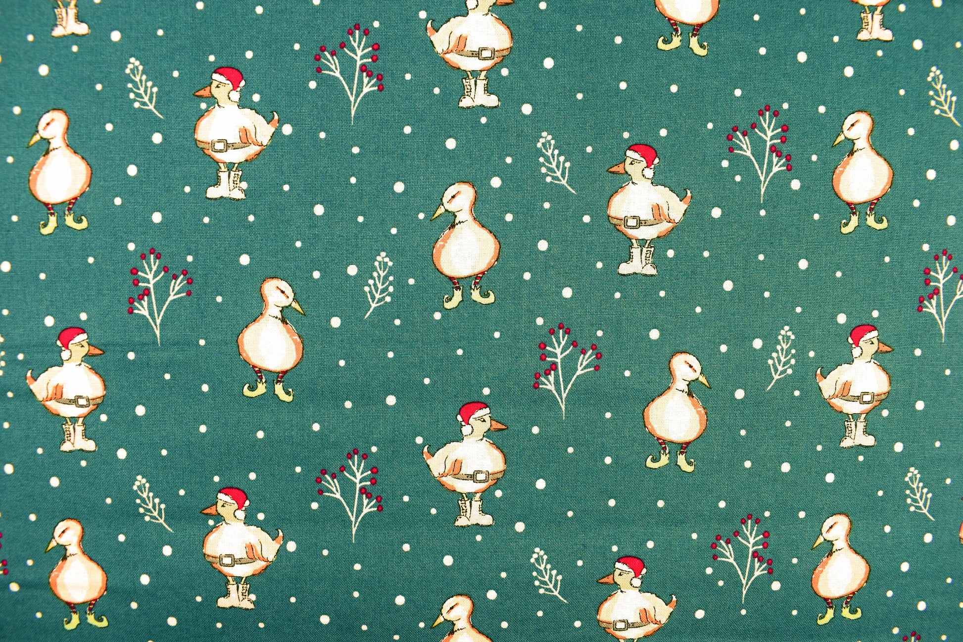 Duck Christmas fabric - Christmas Critters by Debbie Shore - Price by the Half Metre The Quilt Sanctuary