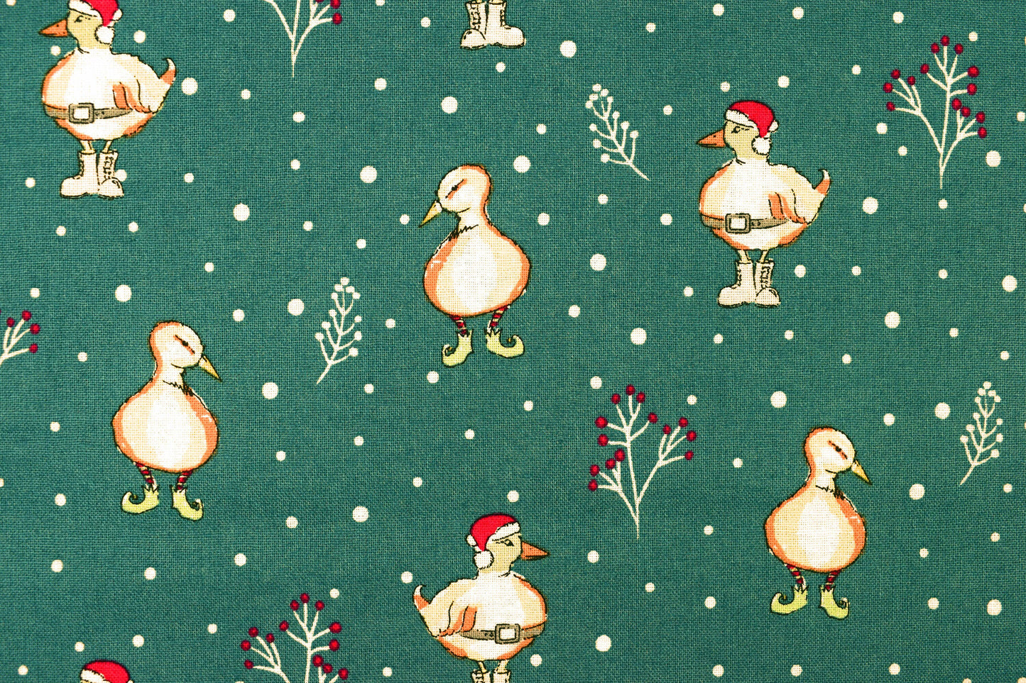 Duck Christmas fabric - Christmas Critters by Debbie Shore - Price by the Half Metre The Quilt Sanctuary