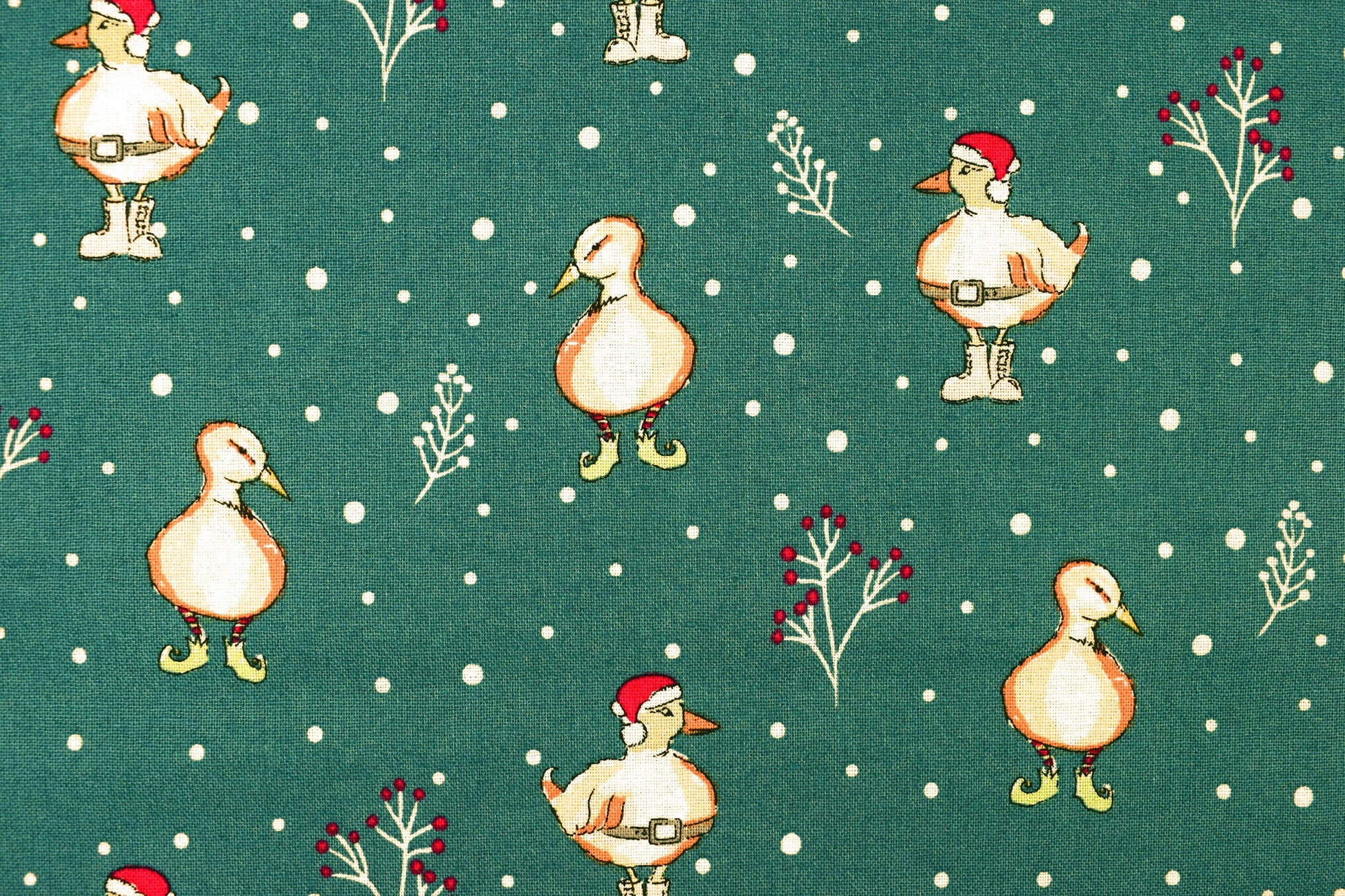 Duck Christmas fabric - Christmas Critters by Debbie Shore - Price by the Half Metre The Quilt Sanctuary