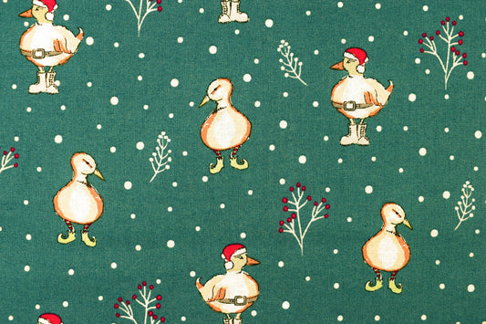Duck Christmas fabric - Christmas Critters by Debbie Shore - Price by the Half Metre The Quilt Sanctuary