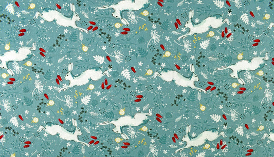 Christmas Hare fabric, Christmas quilting fabric - Price by the Half Metre The Quilt Sanctuary