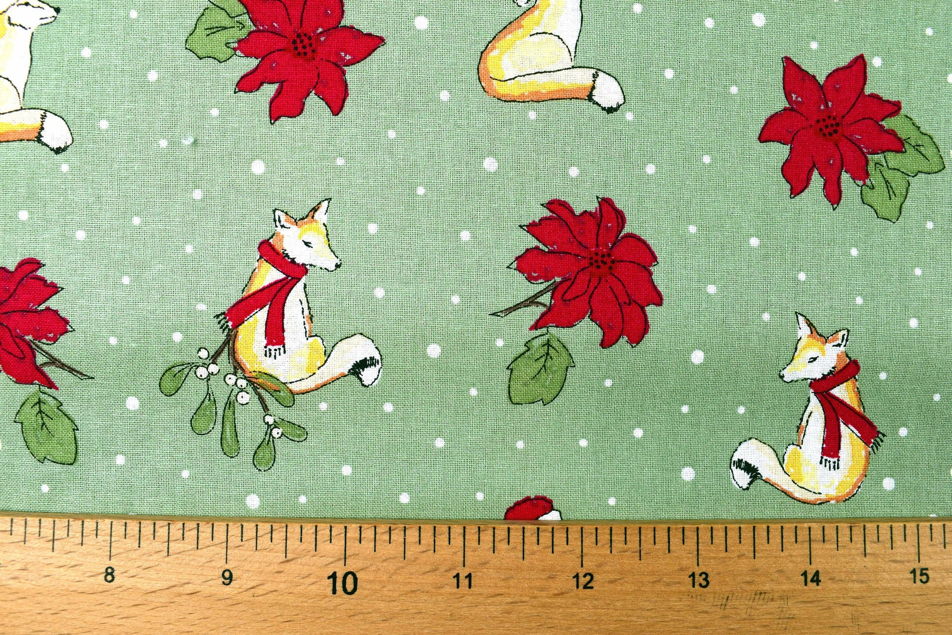 Fox Christmas fabric - Christmas Critters by Debbie Shore - Price by the Half Metre The Quilt Sanctuary