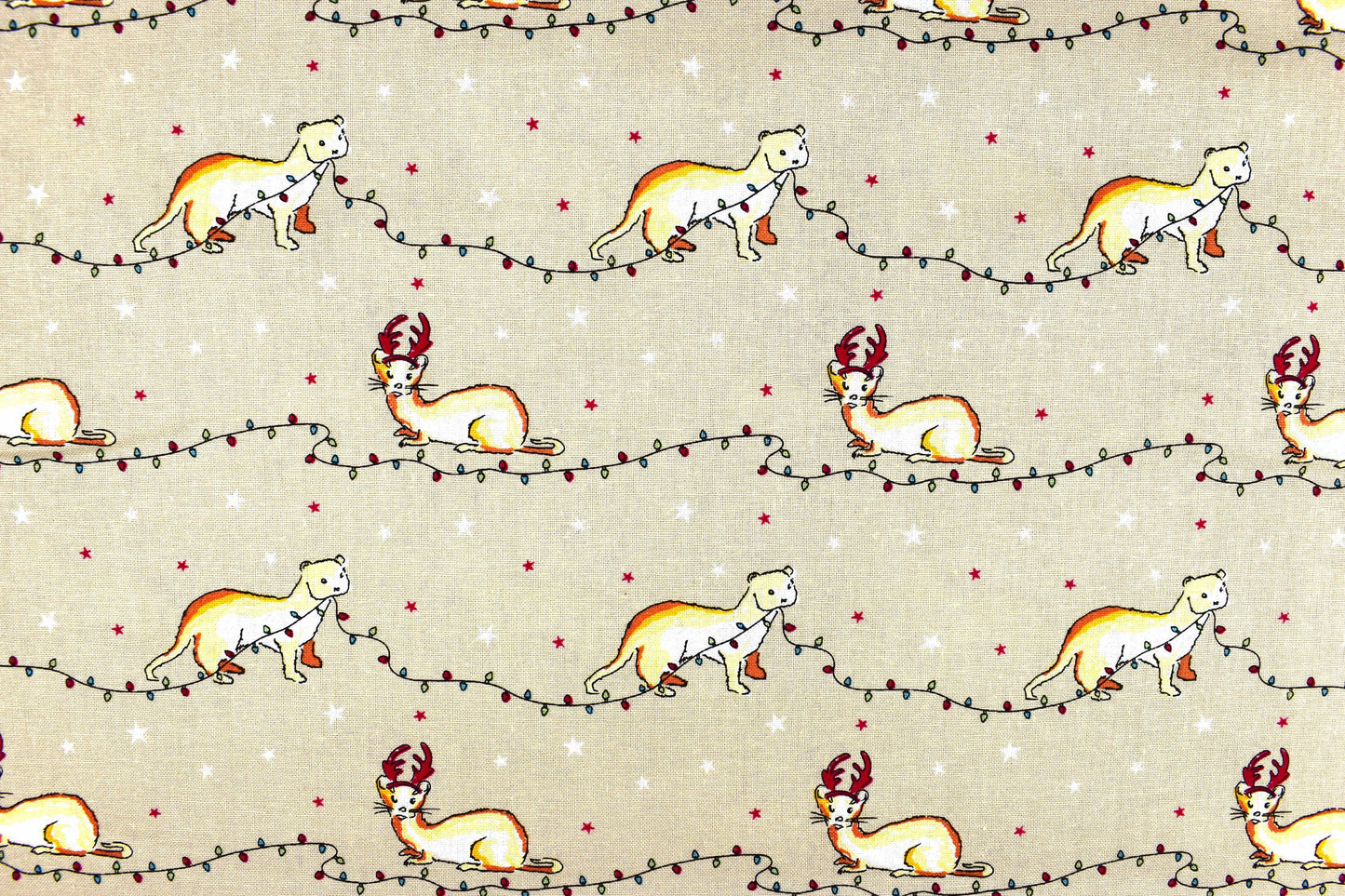 Otter fabric - Christmas Critters by Debbie Shore - Price by the Half Metre The Quilt Sanctuary