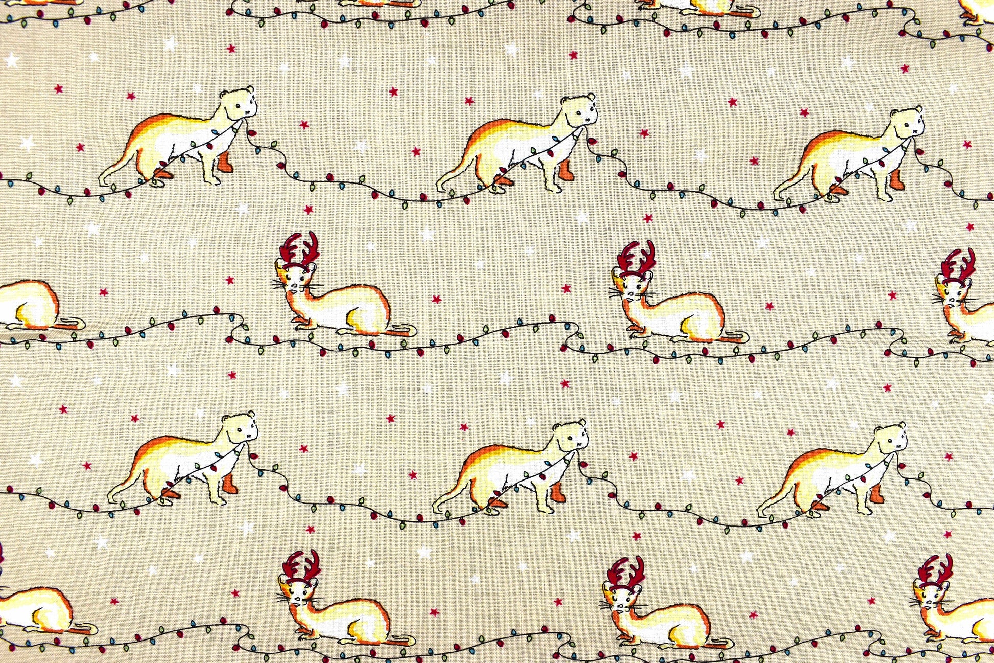 Otter fabric - Christmas Critters by Debbie Shore - Price by the Half Metre The Quilt Sanctuary