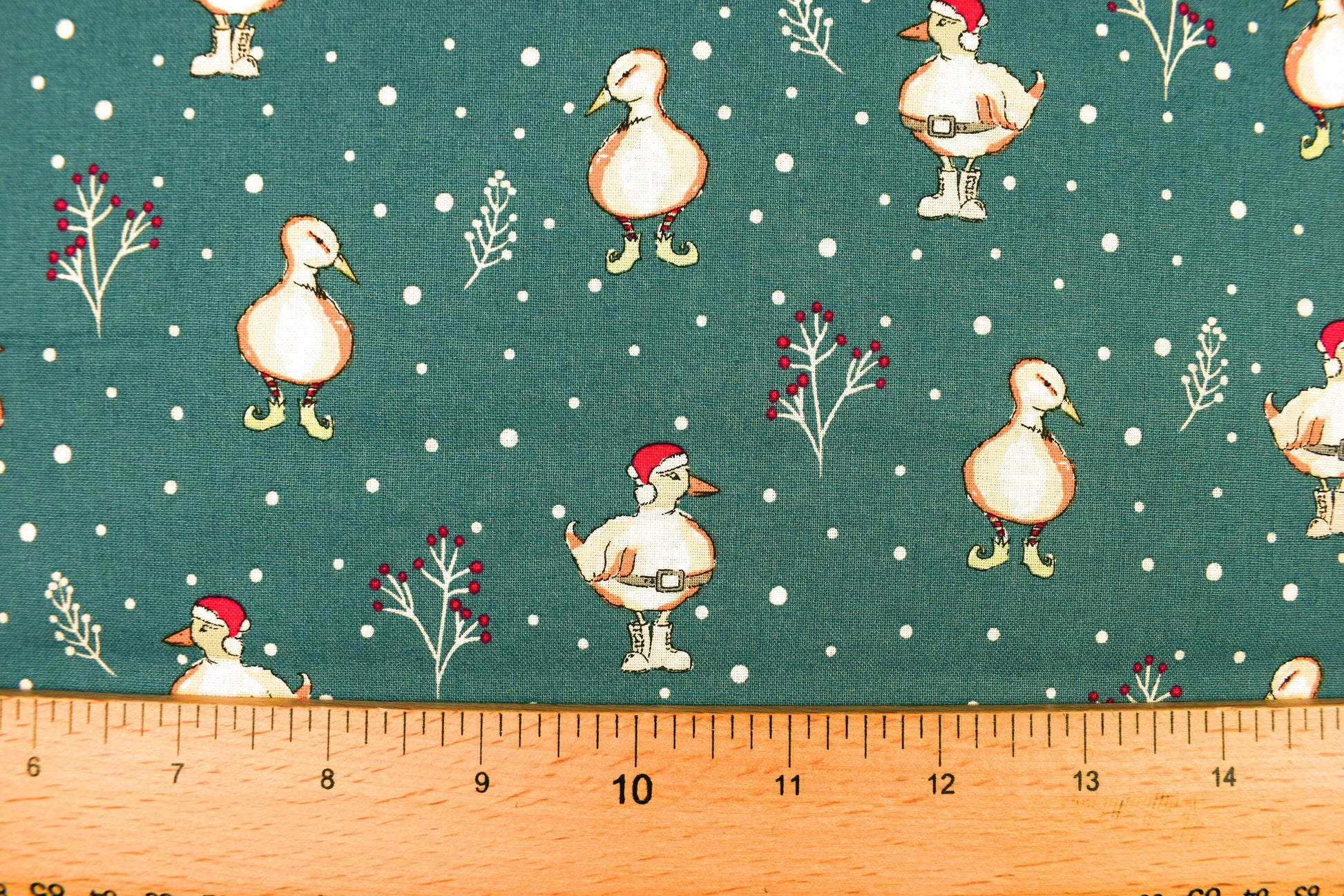 Duck Christmas fabric - Christmas Critters by Debbie Shore - Price by the Half Metre The Quilt Sanctuary