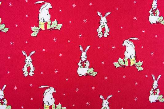 Bunny Rabbit Christmas fabric - Christmas Critters by Debbie Shore - Price by the Half Metre The Quilt Sanctuary