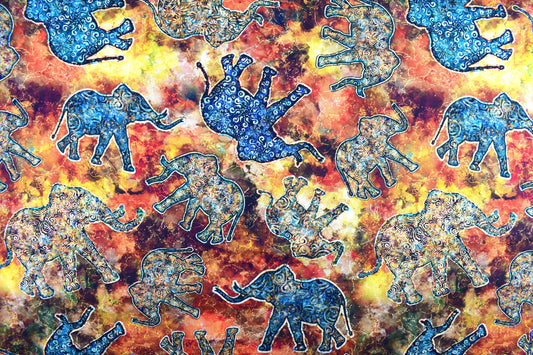 Burnt Orange Elephant fabric, Quilting fabric, cotton fabric, Quilting Treasures, Savannah, Price by the Half Metre The Quilt Sanctuary