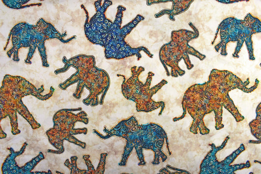 Cream Elephant fabric, Quilting fabric, cotton fabric, Quilting Treasures, Savannah, Price by the Half Metre The Quilt Sanctuary