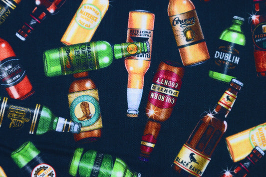 Beer Bottle fabric, Quilting fabric, cotton fabric, quilting treasures, On Tap - Price by the Half Metre The Quilt Sanctuary