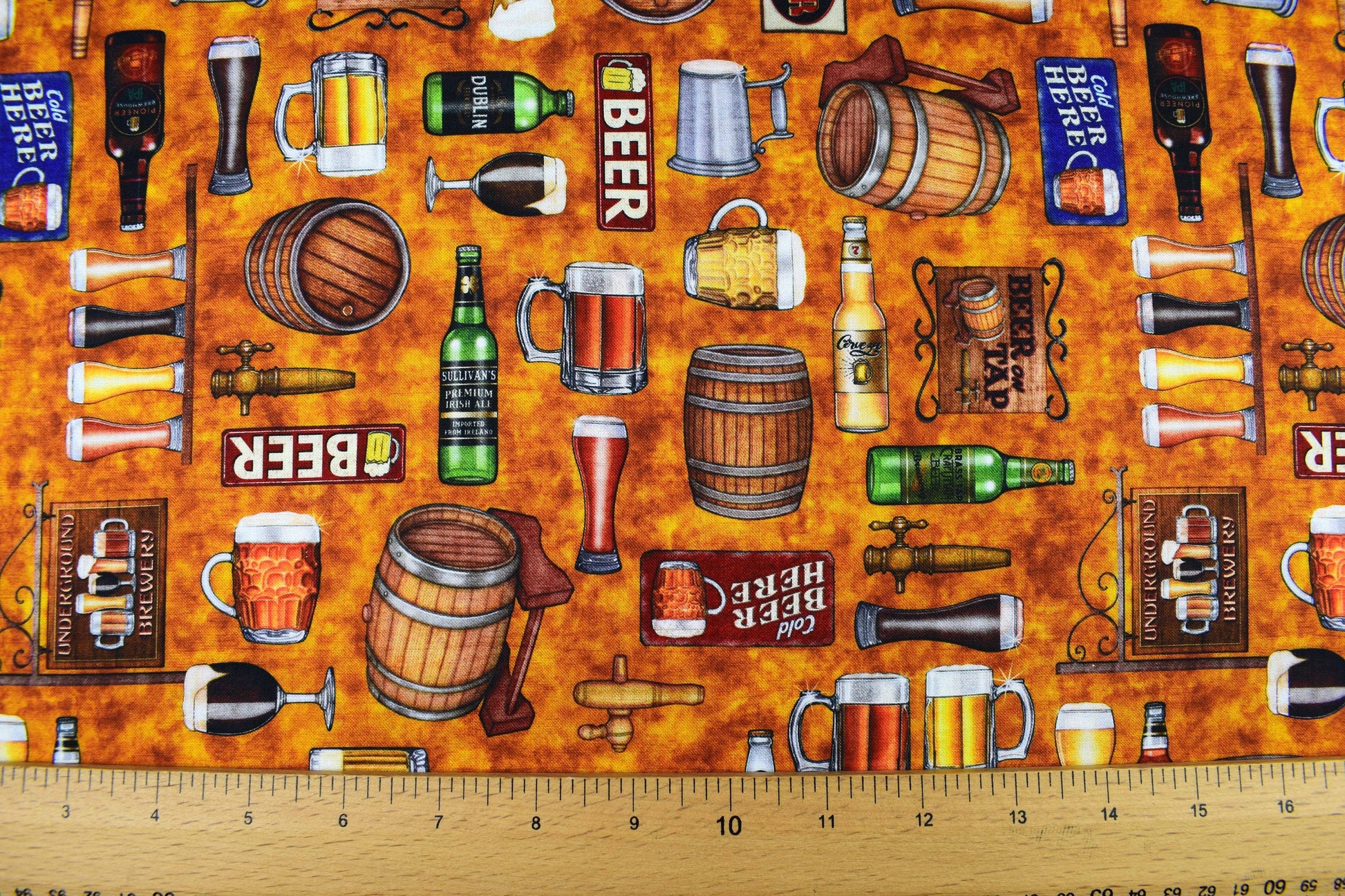 Beer fabric, Bar fabric, Quilting fabric, cotton fabric, quilting treasures, On Tap - Price by the Half Metre The Quilt Sanctuary
