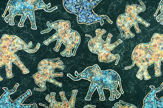 Elephant fabric, boho Quilting fabric, cotton fabric, quilting treasures, Savannah, Price by the Half Metre The Quilt Sanctuary