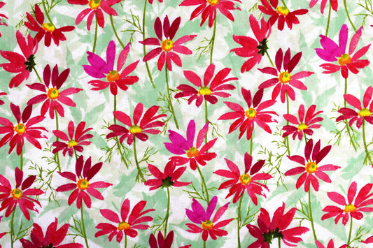 Red Daisy fabric, Cotton Quilting Fabric, Flower Shop - Price by the Half Metre The Quilt Sanctuary