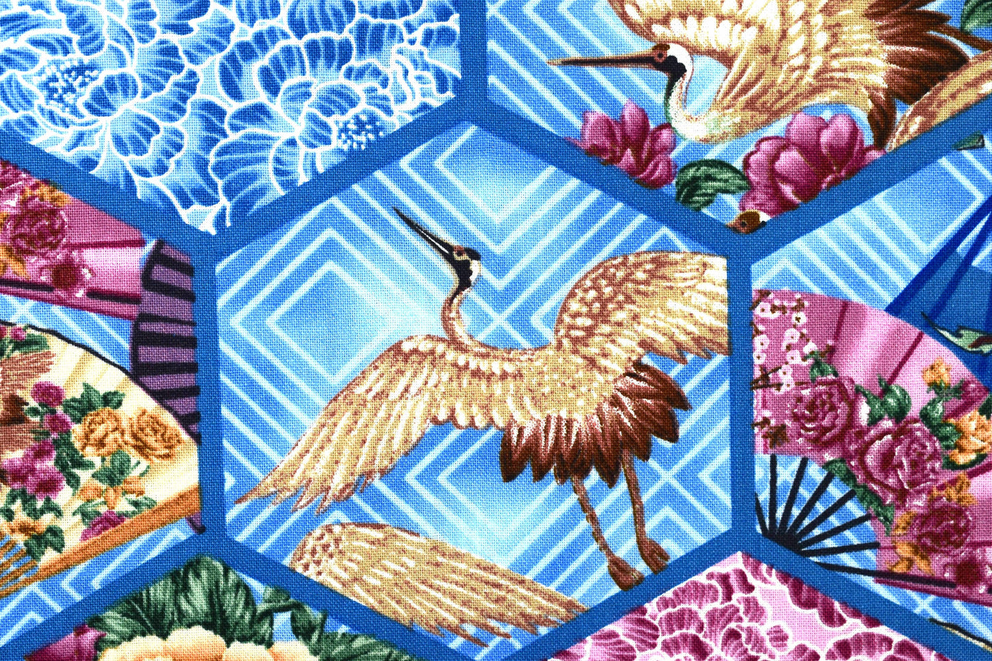 Blue Japanese patchwork fabric, oriental cotton quilting fabric, Quilting fabric - Price by the Half Metre The Quilt Sanctuary