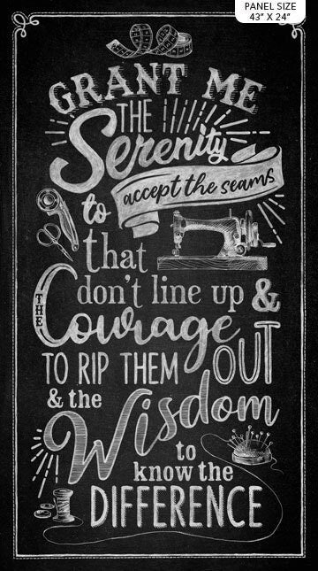 sewing is my happy place chalkboard panel, quilting panel, cotton fabric The Quilt Sanctuary