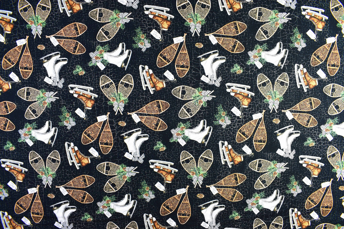 Ice Skating Fabric, Traditional Christmas fabric, quilting fabric, Alpine Winter, Price by the Half Metre The Quilt Sanctuary