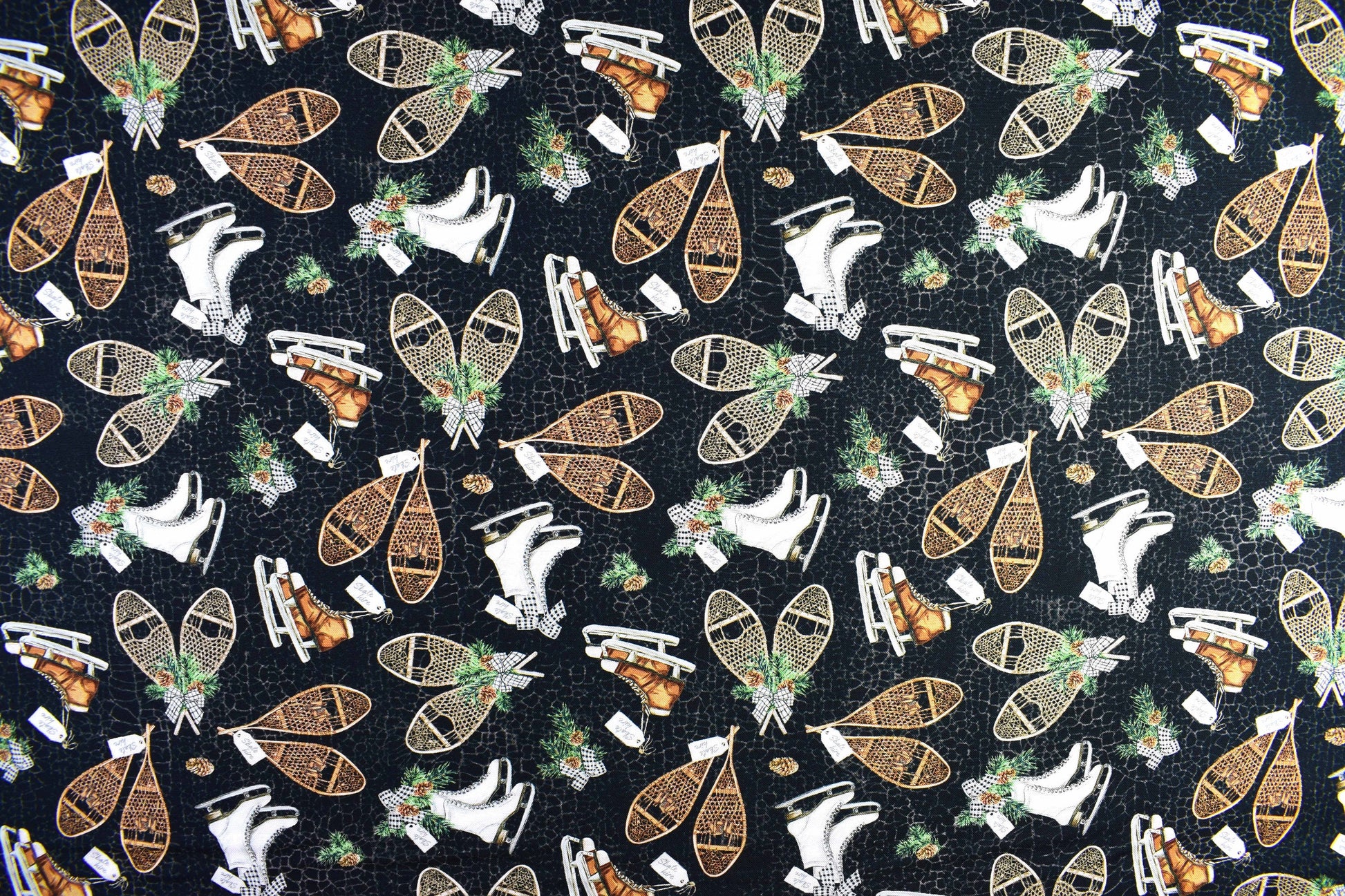 Ice Skating Fabric, Traditional Christmas fabric, quilting fabric, Alpine Winter, Price by the Half Metre The Quilt Sanctuary