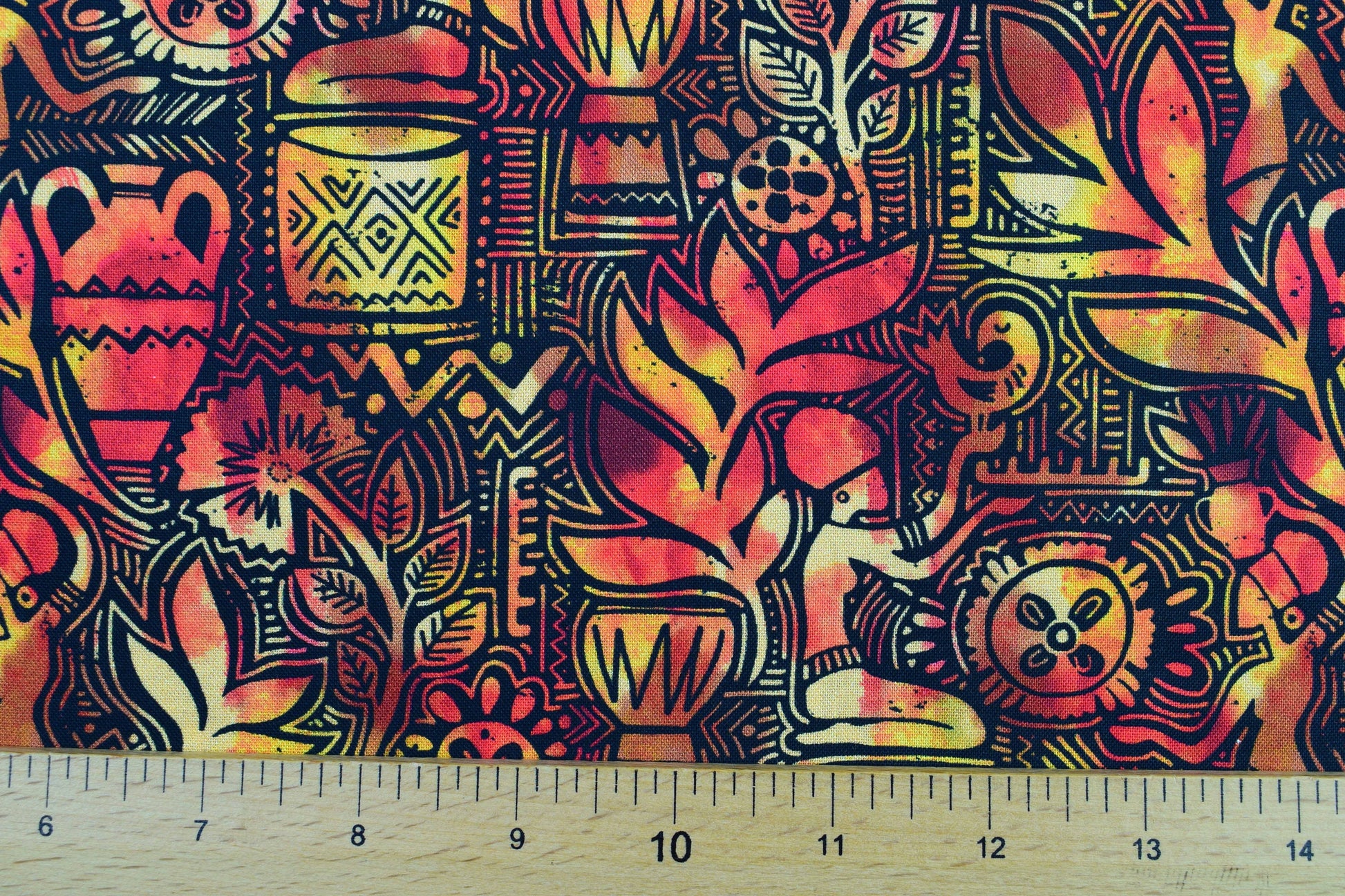 burnt orange African scenes fabric, Dreaming of Africa, Quilting fabric, cotton fabric - Price by the Half Metre The Quilt Sanctuary