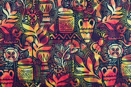 burnt orange African scenes fabric, Dreaming of Africa, Quilting fabric, cotton fabric - Price by the Half Metre The Quilt Sanctuary