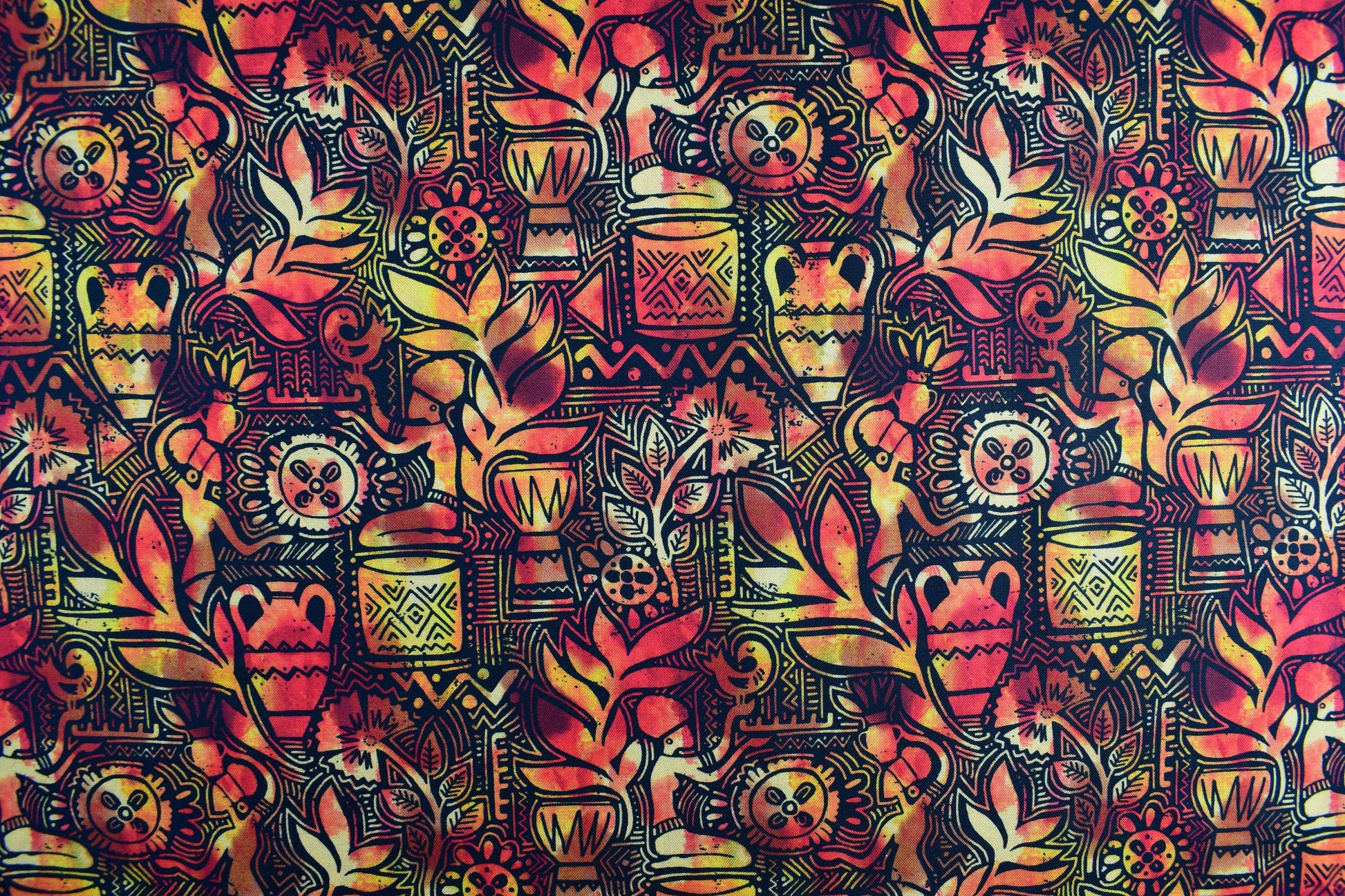 burnt orange African scenes fabric, Dreaming of Africa, Quilting fabric, cotton fabric - Price by the Half Metre The Quilt Sanctuary