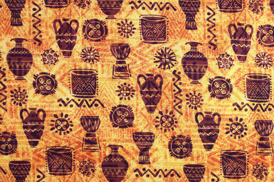 African Pottery fabric, Dreaming of Africa, Quilting fabric, cotton fabric - Price by the Half Metre The Quilt Sanctuary