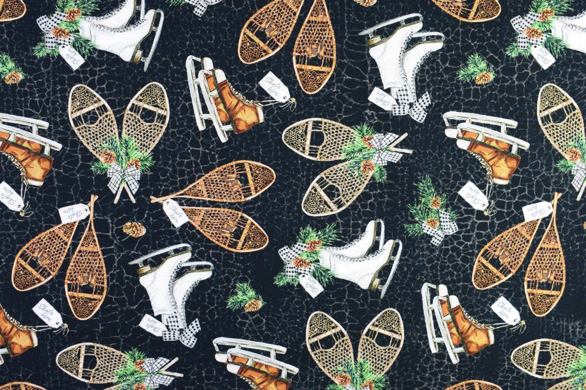 Ice Skating Fabric, Traditional Christmas fabric, quilting fabric, Alpine Winter, Price by the Half Metre The Quilt Sanctuary