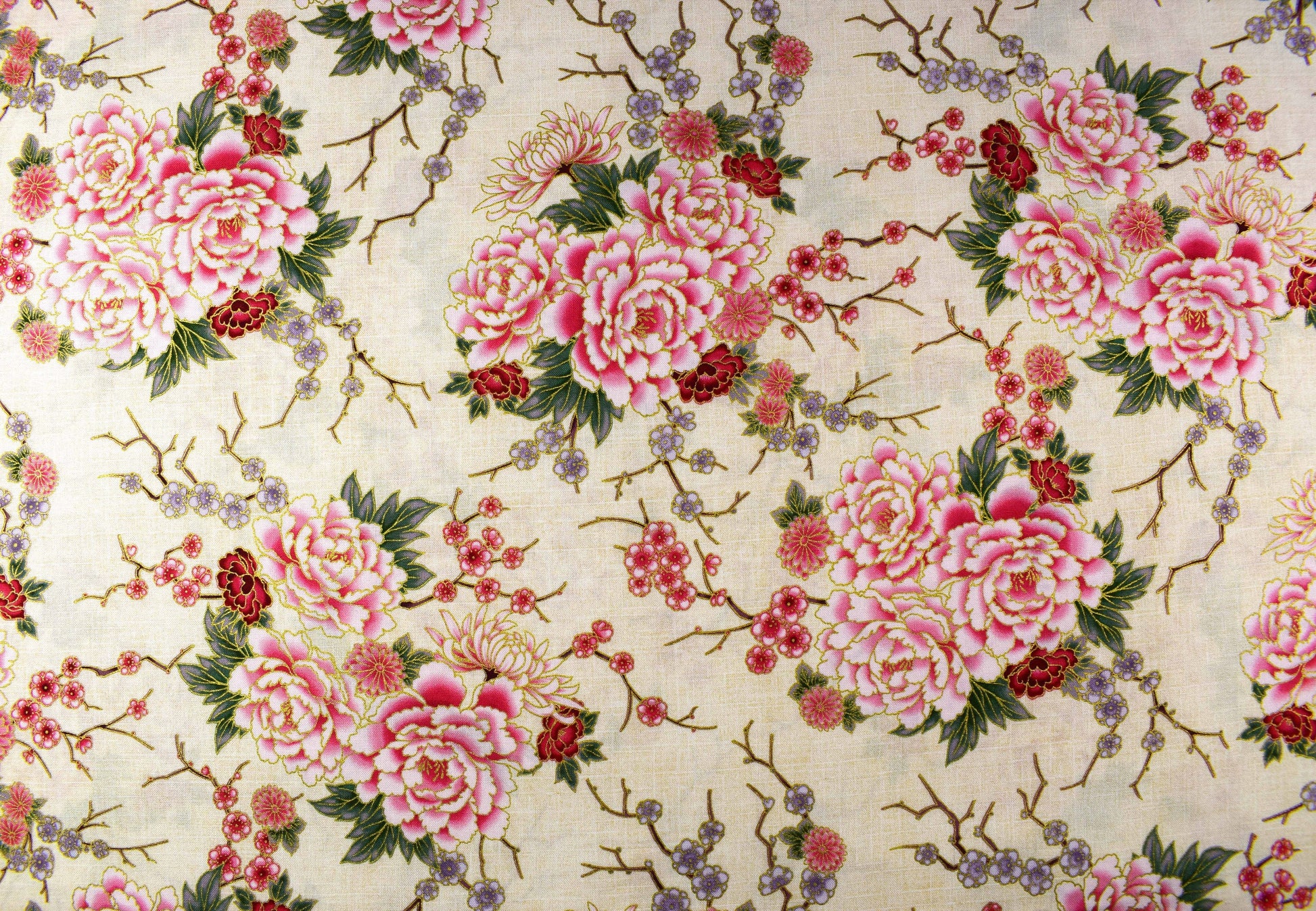 Large Japanese floral quilting fabric, Cotton Fabric, Imperial Collection, Price by the Half Metre The Quilt Sanctuary