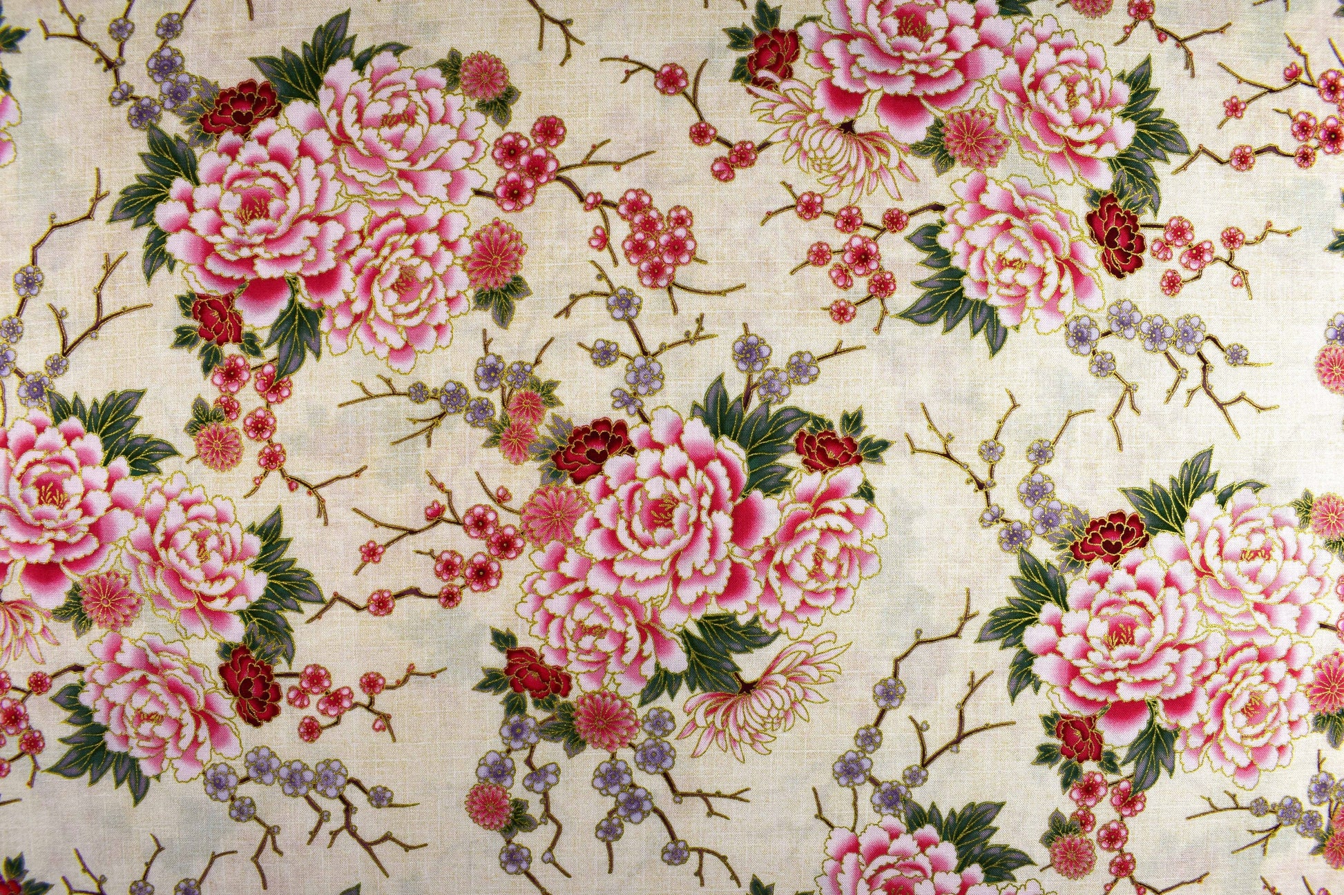 Large Japanese floral quilting fabric, Cotton Fabric, Imperial Collection, Price by the Half Metre The Quilt Sanctuary