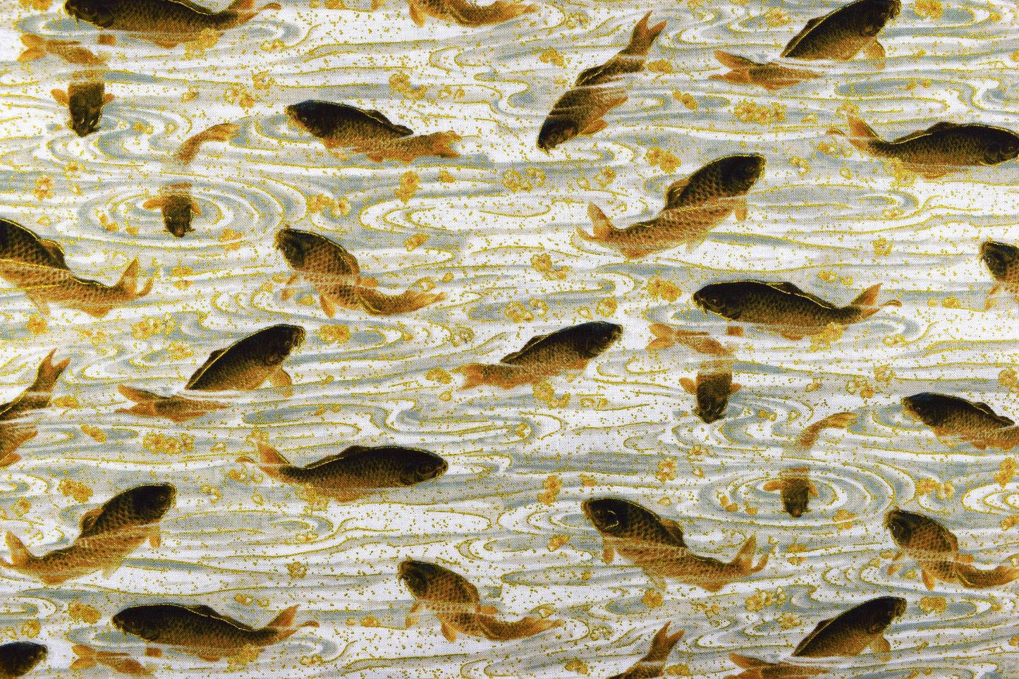 metallic Koi fabric, koi pond, Japanese fabric, Quilting fabric, cotton fabric - Price by the Half Metre The Quilt Sanctuary