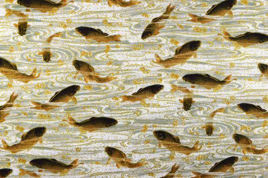 metallic Koi fabric, koi pond, Japanese fabric, Quilting fabric, cotton fabric - Price by the Half Metre The Quilt Sanctuary