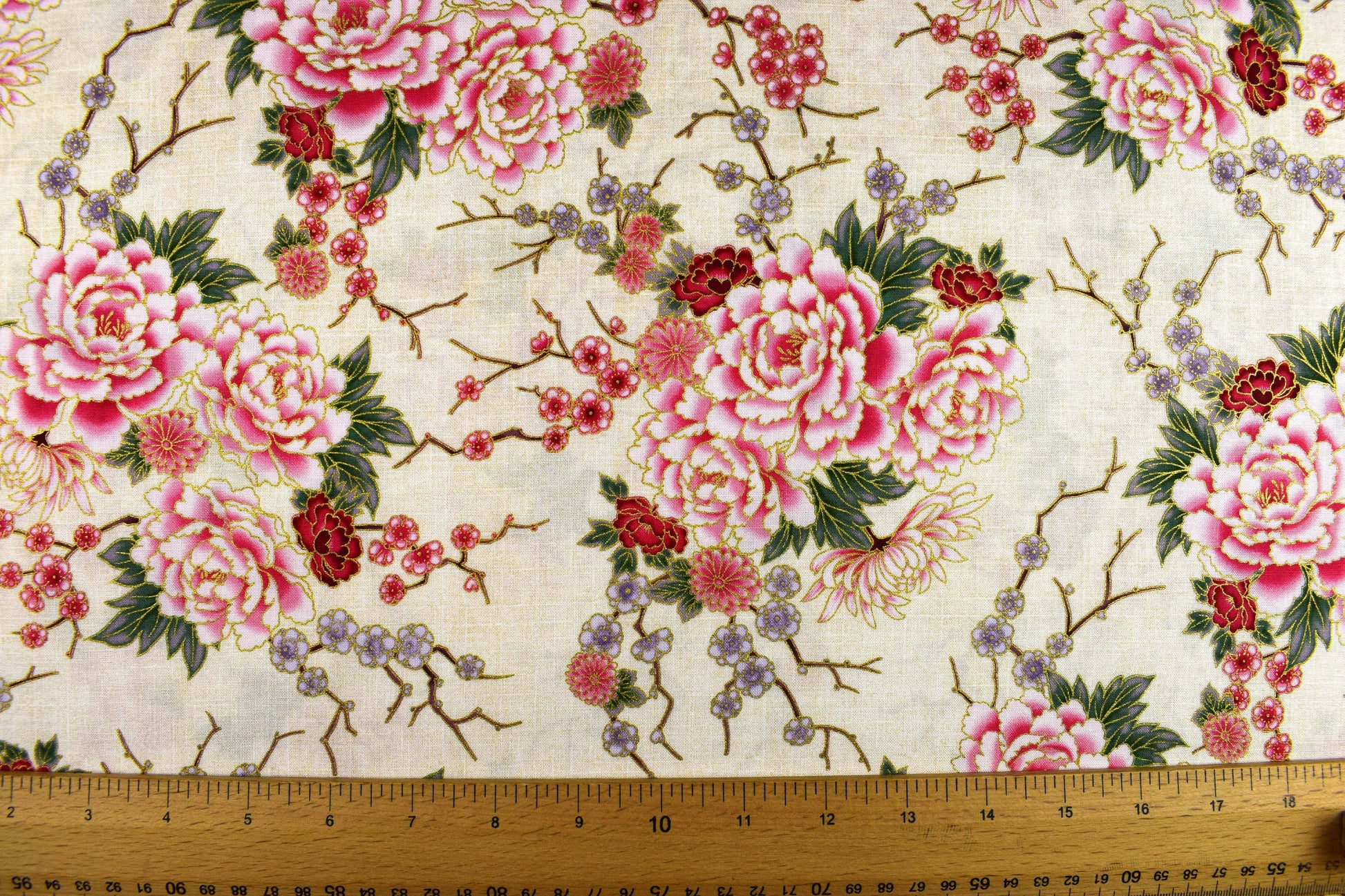 Large Japanese floral quilting fabric, Cotton Fabric, Imperial Collection, Price by the Half Metre The Quilt Sanctuary