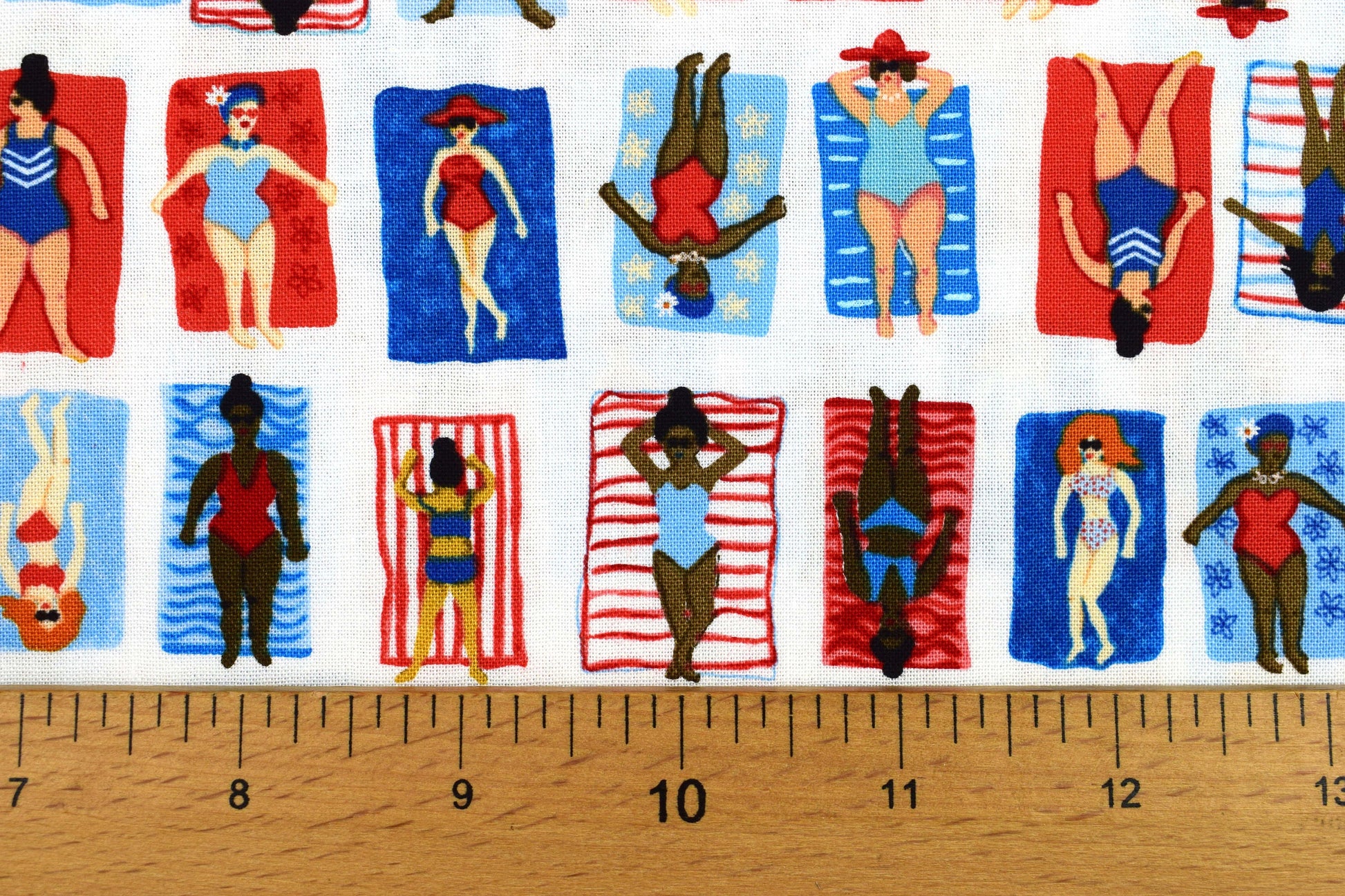 Sunbathing fabric , Quilting fabric, cotton fabric, bathing beauties - Price by the Half Metre The Quilt Sanctuary