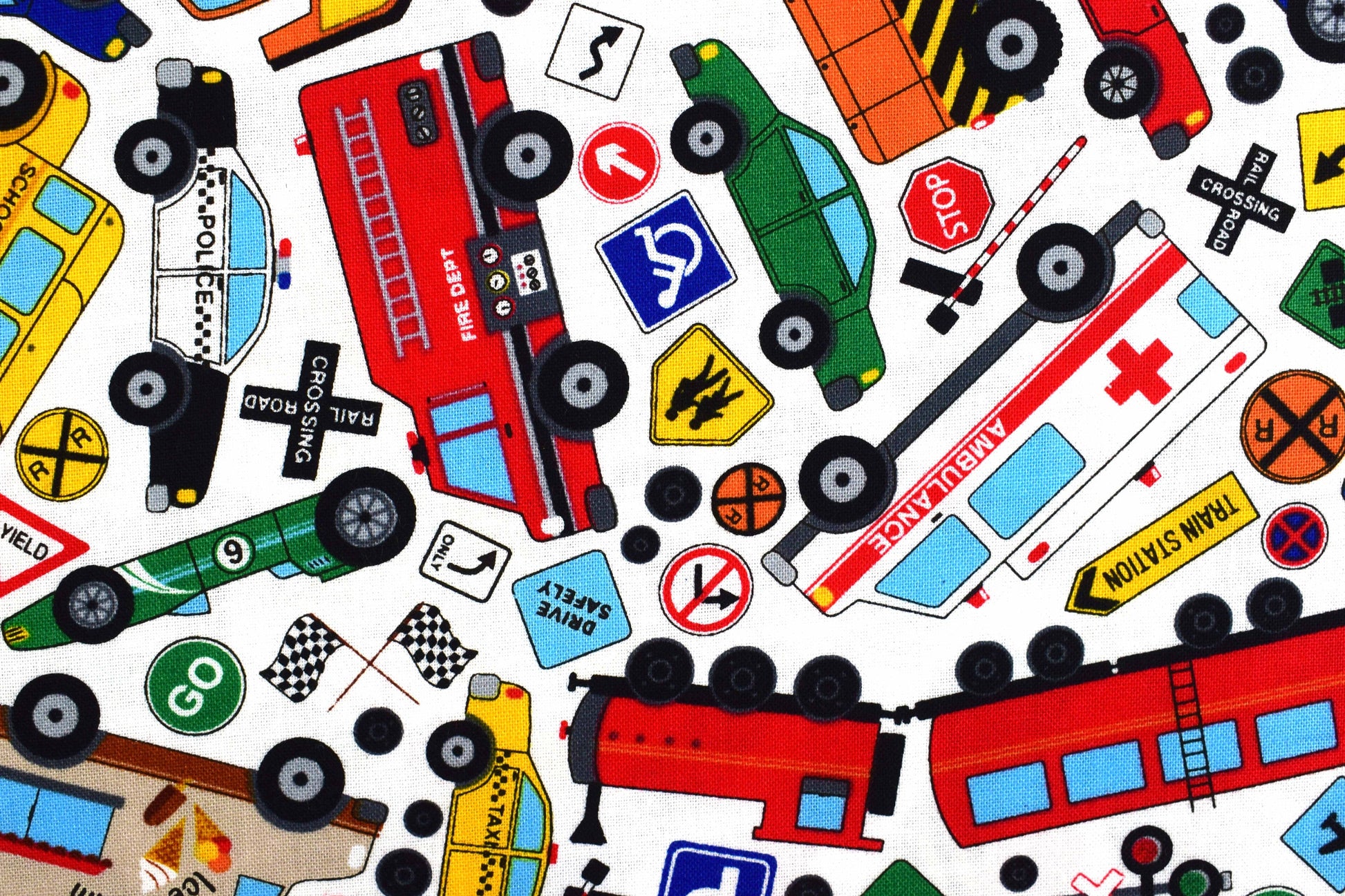 Vehicle Quilting Fabric, all around town, truck fabric, car fabric - Price by the Half Metre The Quilt Sanctuary