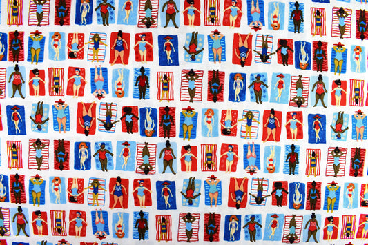 Sunbathing fabric , Quilting fabric, cotton fabric, bathing beauties - Price by the Half Metre The Quilt Sanctuary