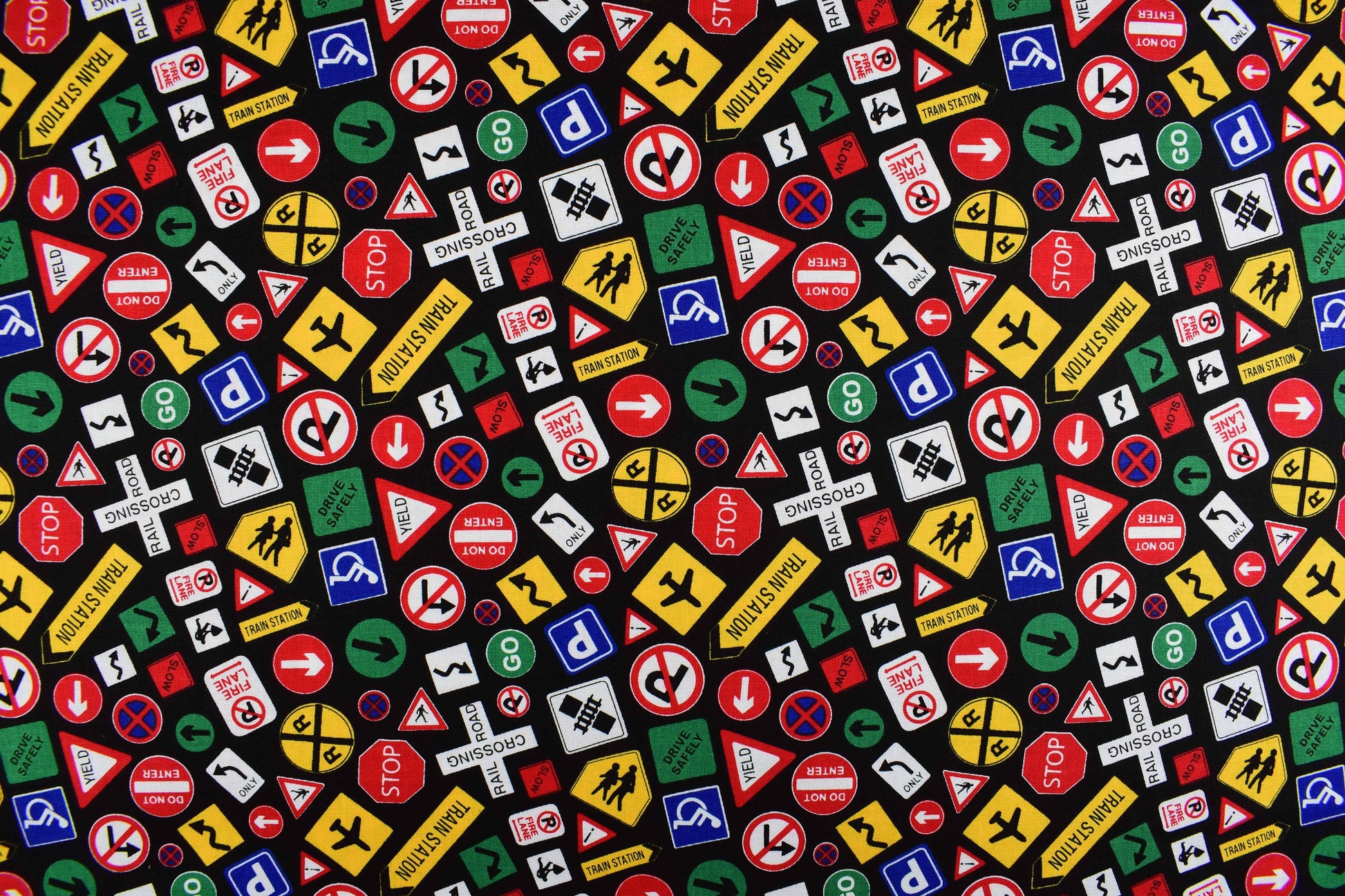 Road Sign Quilting Fabric, all around town, truck fabric - Price by the Half Metre The Quilt Sanctuary