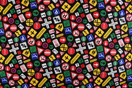 Road Sign Quilting Fabric, all around town, truck fabric - Price by the Half Metre The Quilt Sanctuary