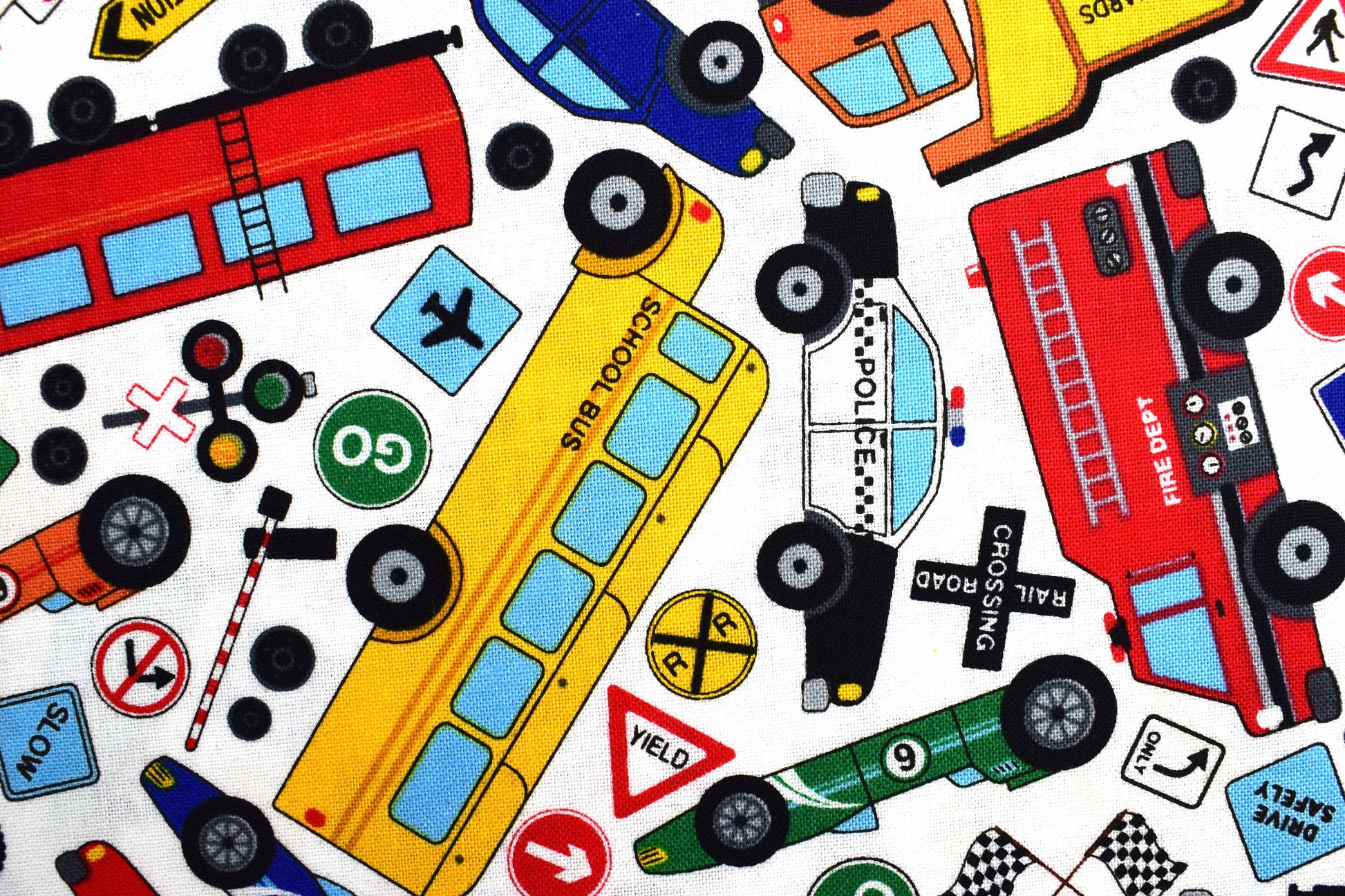 Vehicle Quilting Fabric, all around town, truck fabric, car fabric - Price by the Half Metre The Quilt Sanctuary
