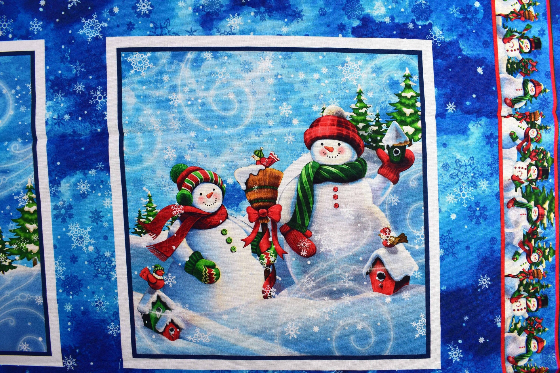 Snowman fabric panel, Christmas novelty fabric panel, Snowman picture patch The Quilt Sanctuary