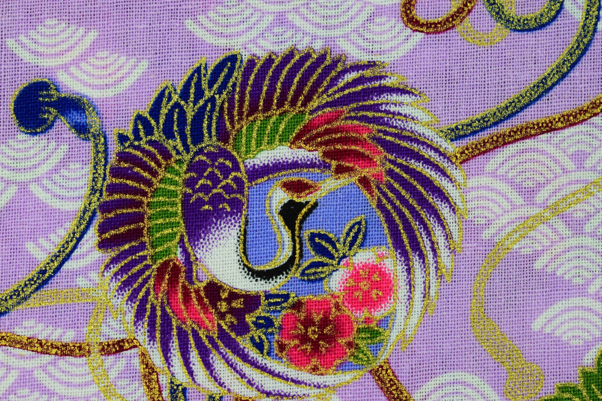 Japanese Floral Crane Orbs, Metallic quilting fabric, 100% Cotton, 58" (147cm) Wide - Price by the Half Metre The Quilt Sanctuary