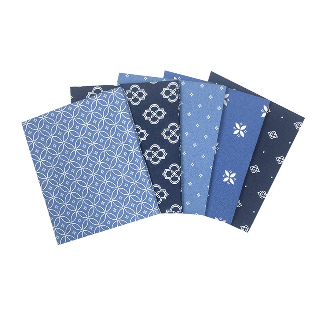 Blue fat Quarter Bundle, blender fabric, quilting fabric, Essential mosaics Blue The Quilt Sanctuary